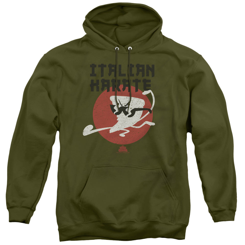 Uncle Grandpa Italian Karate Mens Hoodie Military Green