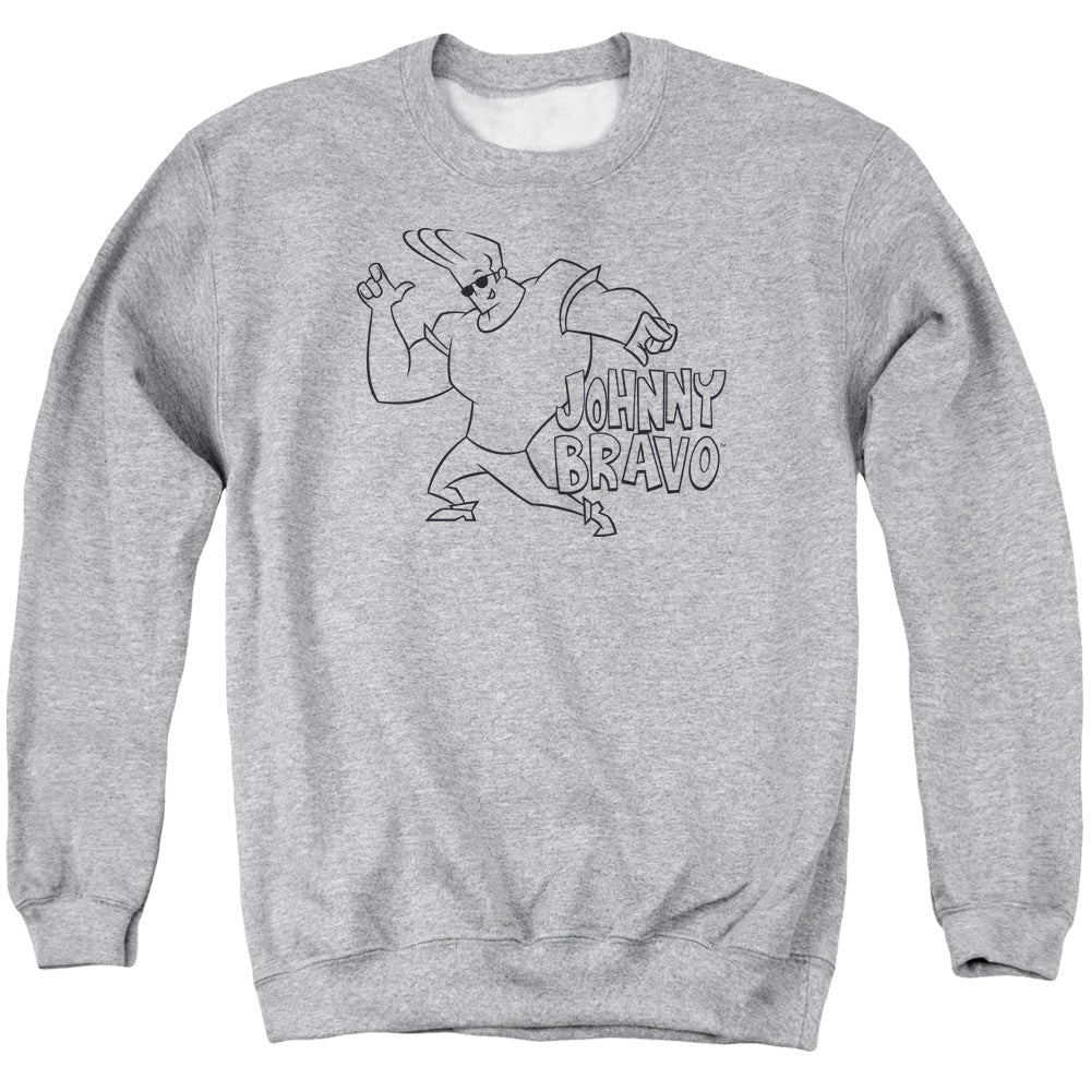 Johnny Bravo Jb Line Art Mens Crewneck Sweatshirt Athletic Heather