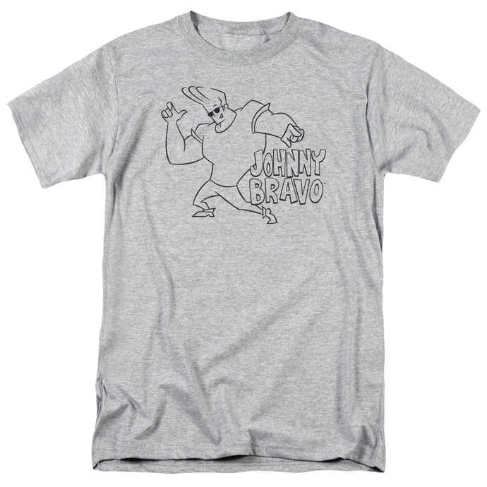 Johnny Bravo Jb Line Art Mens T Shirt Athletic Heather