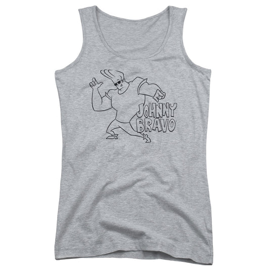 Johnny Bravo Jb Line Art Womens Tank Top Shirt Athletic Heather