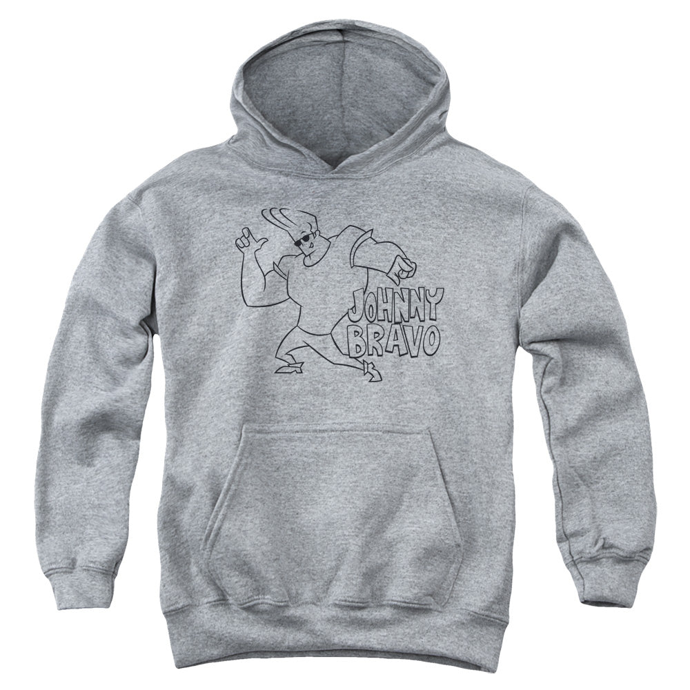 Johnny Bravo Jb Line Art Kids Youth Hoodie Heather