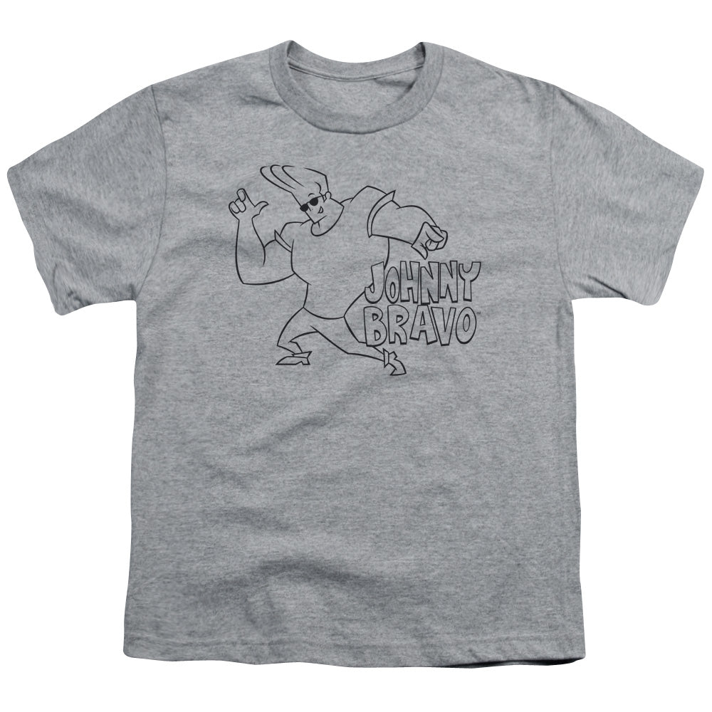 Johnny Bravo Jb Line Art Kids Youth T Shirt Athletic Heather
