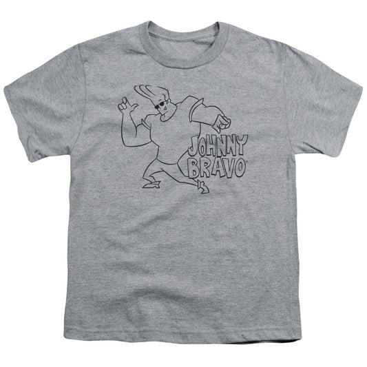 Johnny Bravo Jb Line Art Kids Youth T Shirt Athletic Heather