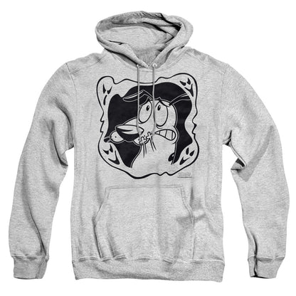 Courage The Cowardly Dog Ghost Frame Mens Hoodie Athletic Heather Officially Licensed