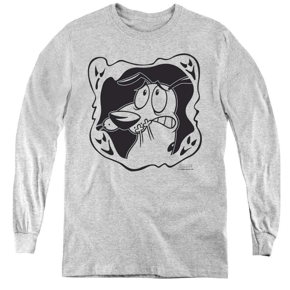 Courage the Cowardly Dog Ghost Frame Long Sleeve Kids Youth T Shirt Athletic Heather