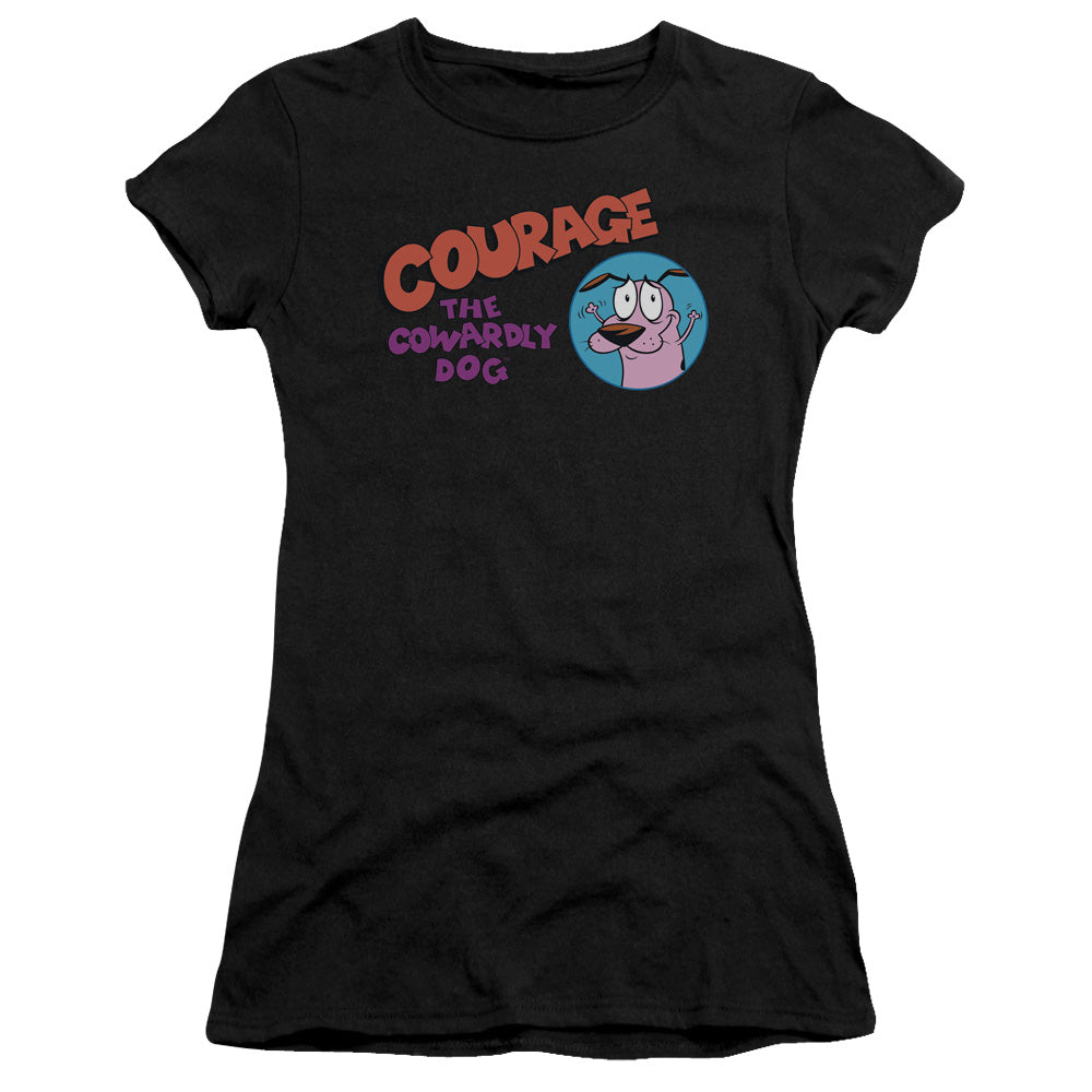 Courage the Cowardly Dog Courage Logo Junior Sheer Cap Sleeve Womens T Shirt Black