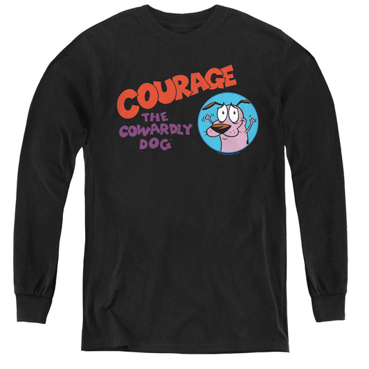 Courage the Cowardly Dog Courage Logo Long Sleeve Kids Youth T Shirt Black