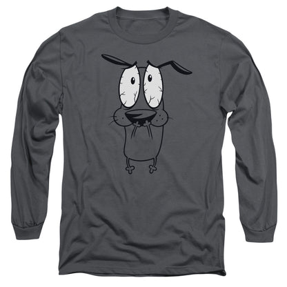 Courage the Cowardly Dog Scared Mens Long Sleeve Shirt Charcoal