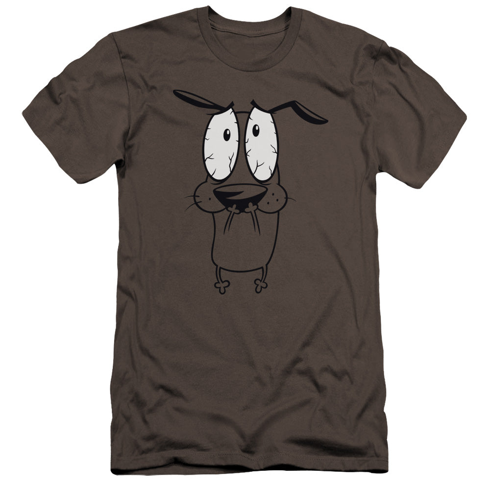 Courage the Cowardly Dog Scared Premium Bella Canvas Slim Fit Mens T Shirt Charcoal