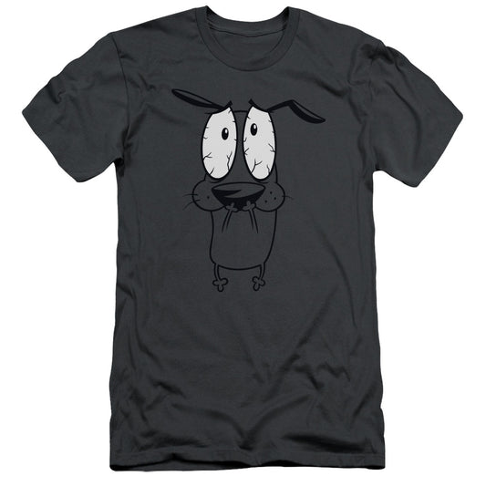 Courage the Cowardly Dog Scared Slim Fit Mens T Shirt Charcoal