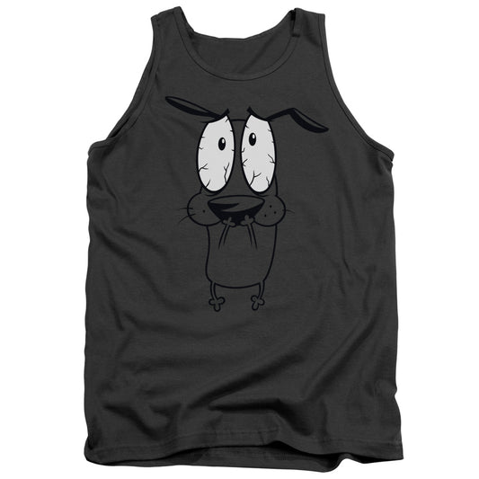 Courage the Cowardly Dog Scared Mens Tank Top Shirt Charcoal