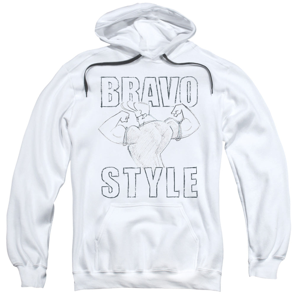 Johnny Bravo Bravo Style Mens Hoodie White