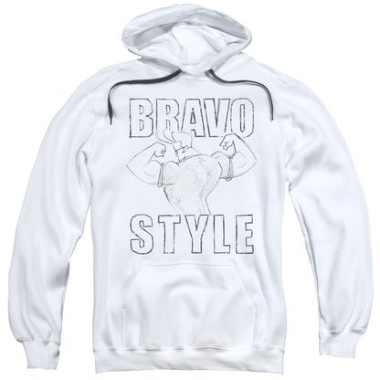 Johnny Bravo Bravo Style Mens Hoodie White