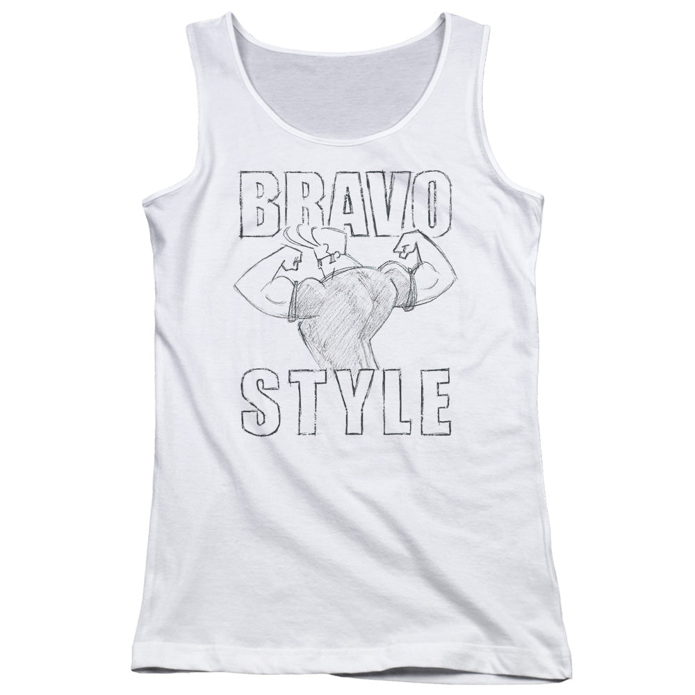 Johnny Bravo Bravo Style Womens Tank Top Shirt White