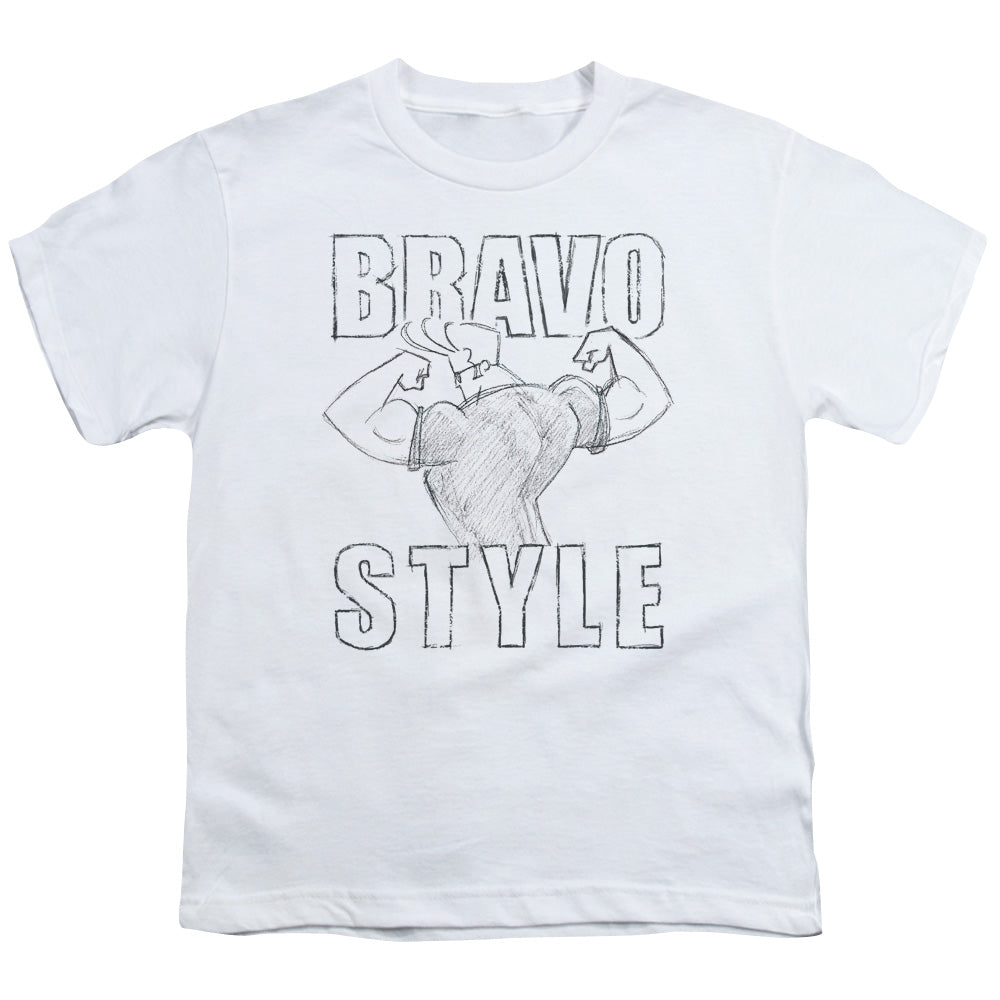 Johnny Bravo Bravo Style Kids Youth T Shirt White