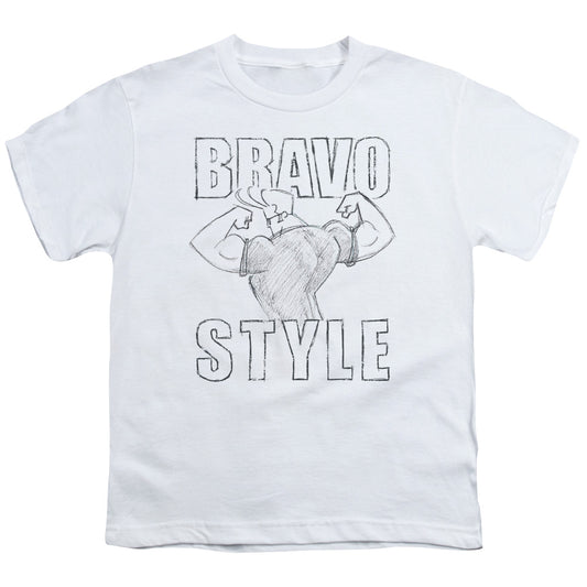 Johnny Bravo Bravo Style Kids Youth T Shirt White