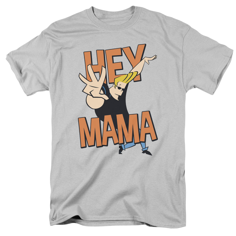 Johnny Bravo Hey Mama Mens T Shirt Silver