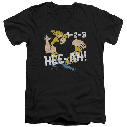 Johnny Bravo 123 Mens Slim Fit V Neck T Shirt Black