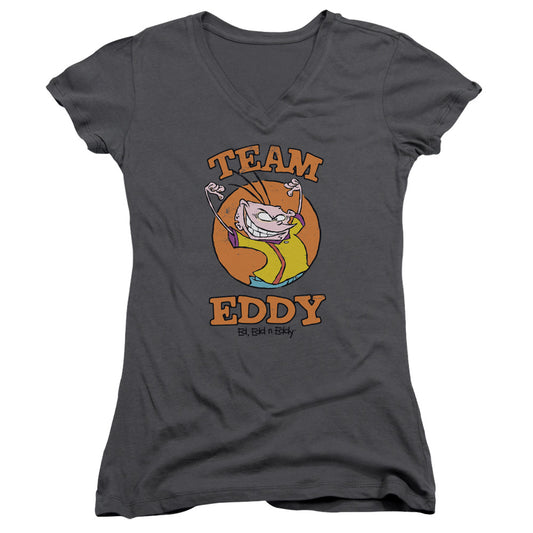 Ed Edd N Eddy Team Eddy Junior Sheer Cap Sleeve V Neck Womens T Shirt Charcoal