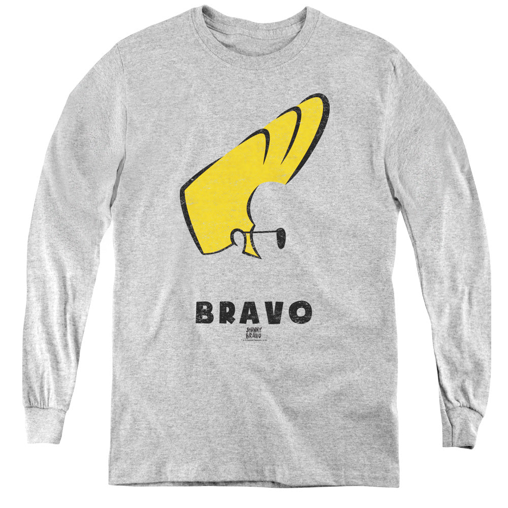 Johnny Bravo Johnny Hair Long Sleeve Kids Youth T Shirt Athletic Heather