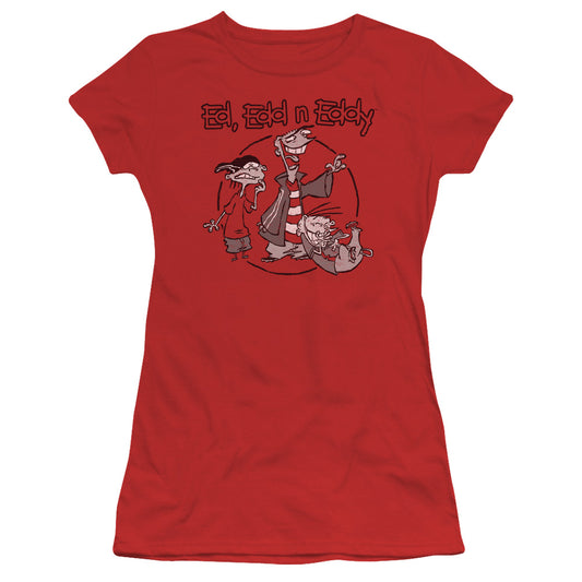 Ed Edd N Eddy Gang Junior Sheer Cap Sleeve Womens T Shirt Red