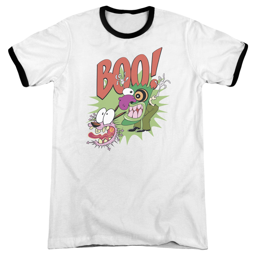 Courage the Cowardly Dog Stupid Dog Heather Ringer Mens T Shirt White Black