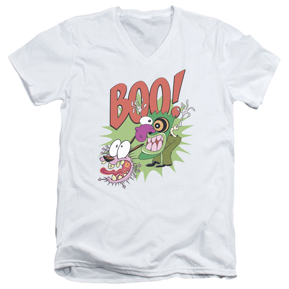 Courage the Cowardly Dog Stupid Dog Mens Slim Fit V Neck T Shirt White