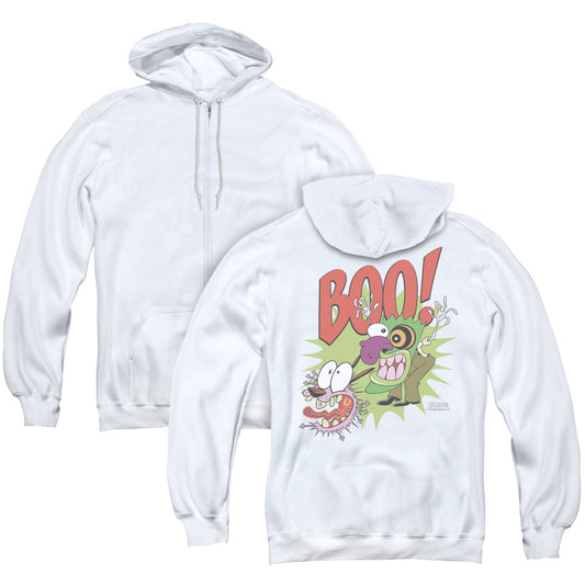 Courage the Cowardly Dog Stupid Dog Back Print Zipper Mens Hoodie White