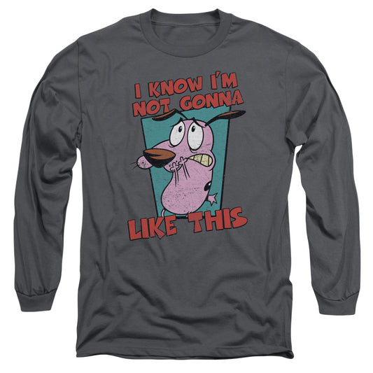 Courage the Cowardly Dog Not Gonna Like Mens Long Sleeve Shirt Charcoal