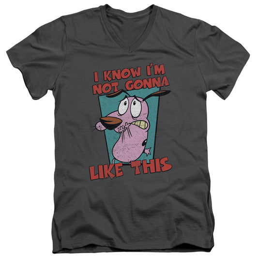 Courage the Cowardly Dog Not Gonna Like Mens Slim Fit V Neck T Shirt Charcoal