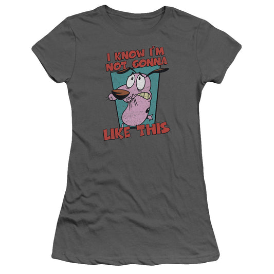 Courage the Cowardly Dog Not Gonna Like Junior Sheer Cap Sleeve Womens T Shirt Charcoal