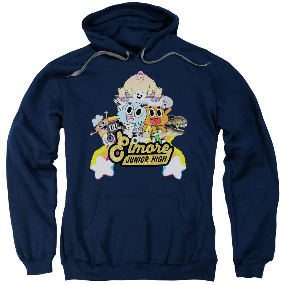 Amazing World of Gumball Elmore Junior High Mens Hoodie Navy Blue