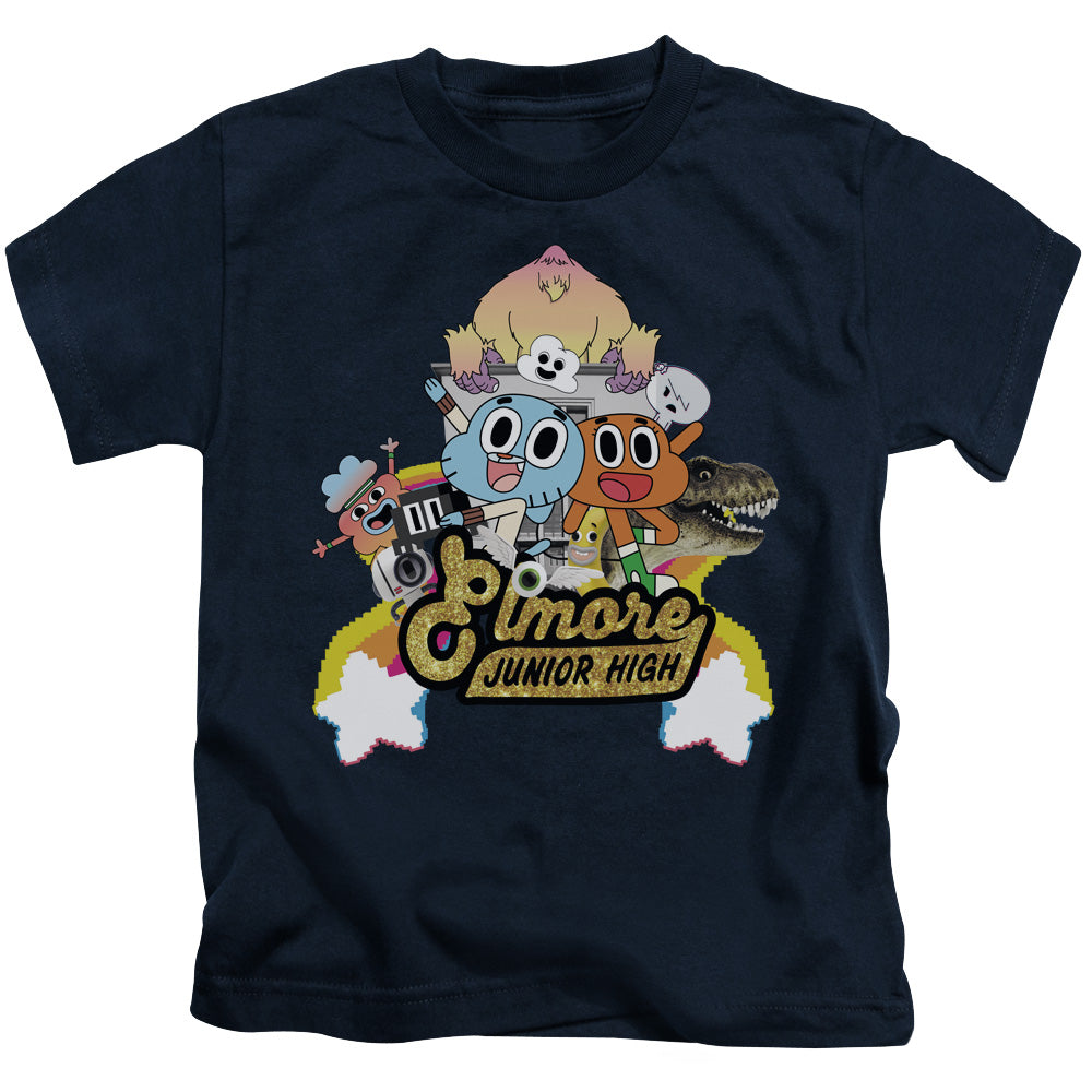 Amazing World of Gumball Elmore Junior High Juvenile Kids Youth T Shirt Navy Blue 