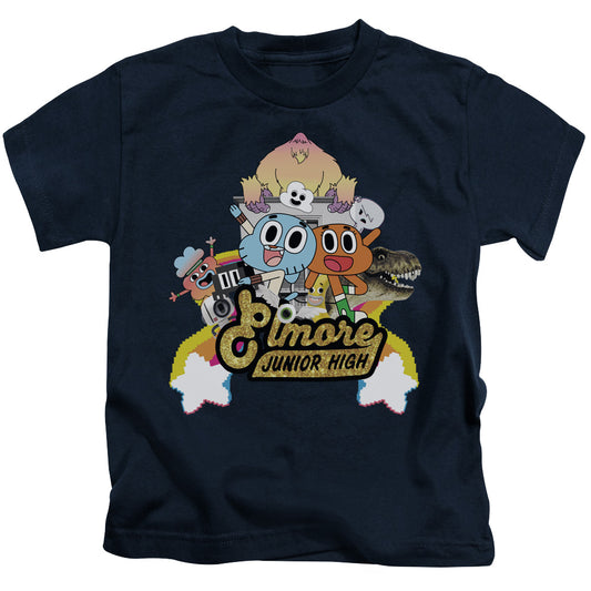 Amazing World of Gumball Elmore Junior High Juvenile Kids Youth T Shirt Navy Blue 