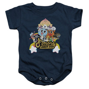 Amazing World of Gumball Elmore Junior High Infant Baby Snapsuit Navy Blue