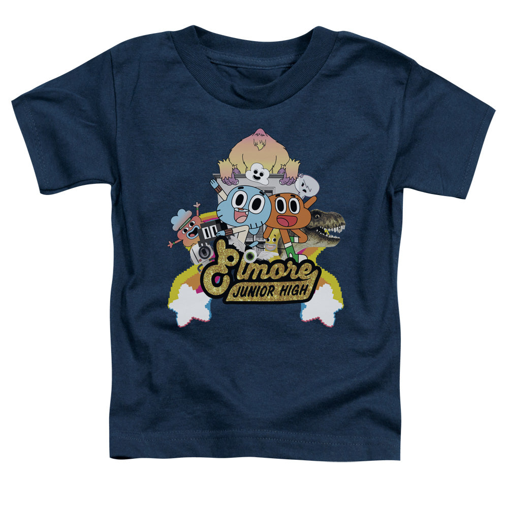 Amazing World of Gumball Elmore Junior High Toddler Kids Youth T Shirt Navy Blue