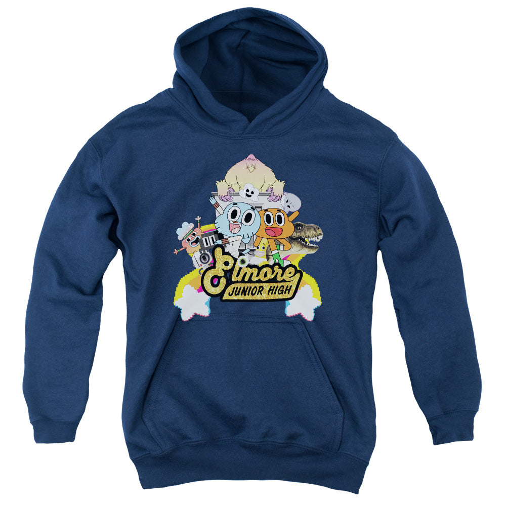 Amazing World of Gumball Elmore Junior High Kids Youth Hoodie Navy Blue