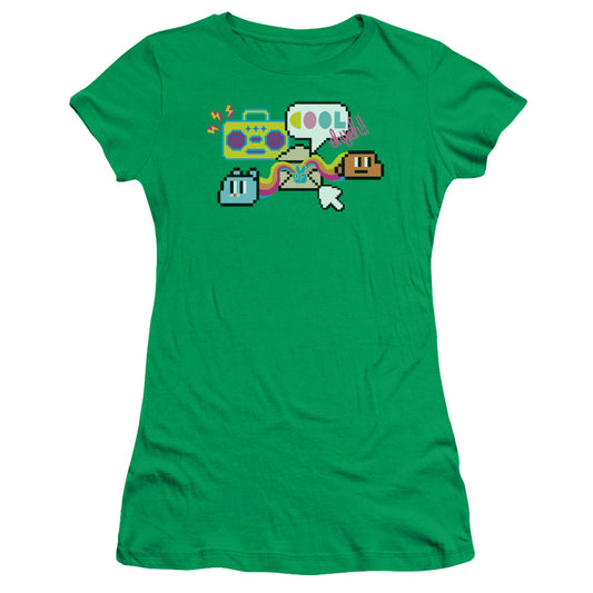 Amazing World of Gumball Cool Oh Yeah Junior Sheer Cap Sleeve Womens T Shirt Kelly Green