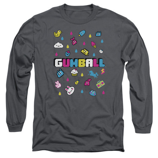 Amazing World of Gumball Fun Drops Mens Long Sleeve Shirt Charcoal