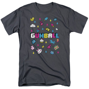 Amazing World of Gumball Fun Drops Mens T Shirt Charcoal