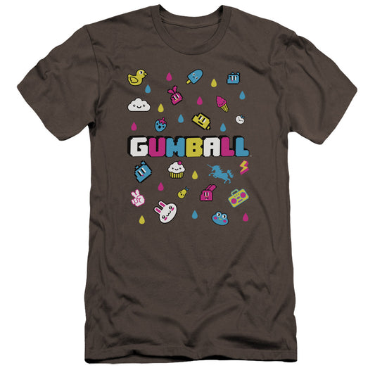 Amazing World of Gumball Fun Drops Premium Bella Canvas Slim Fit Mens T Shirt Charcoal