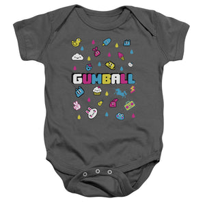 Amazing World of Gumball Fun Drops Infant Baby Snapsuit Charcoal