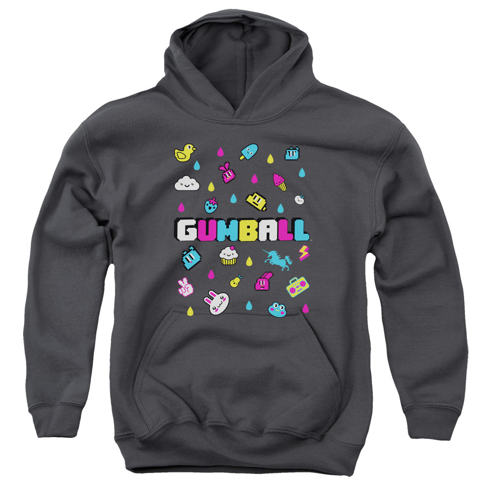 Amazing World of Gumball Fun Drops Kids Youth Hoodie Charcoal
