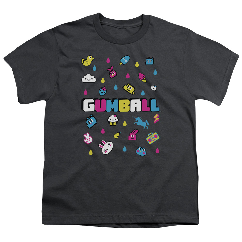 Amazing World of Gumball Fun Drops Kids Youth T Shirt Charcoal