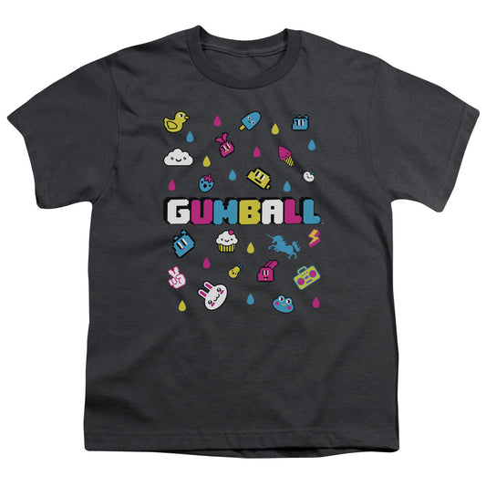 Amazing World of Gumball Fun Drops Kids Youth T Shirt Charcoal