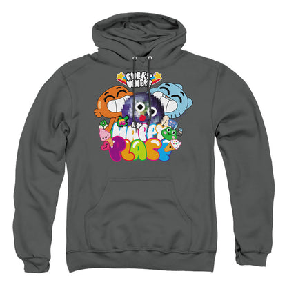 Amazing World Of Gumball Happy Place Mens Hoodie Charcoal