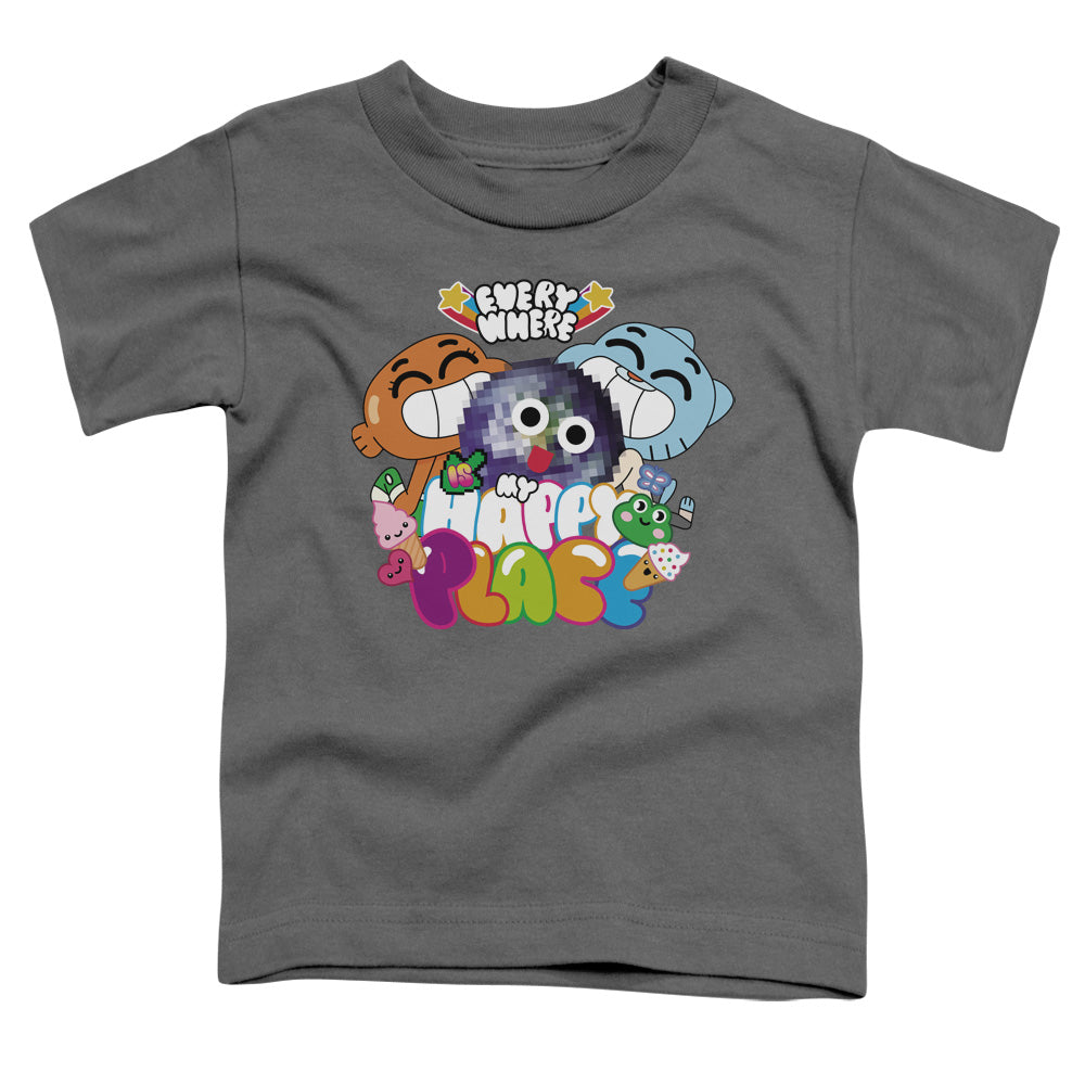 Amazing World of Gumball Happy Place Toddler Kids Youth T Shirt Charcoal