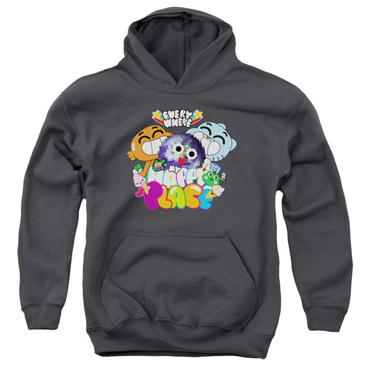 Amazing World of Gumball Happy Place Kids Youth Hoodie Charcoal