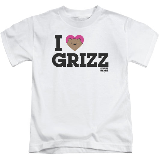 We Bare Bears Heart Grizz Juvenile Kids Youth T Shirt White 