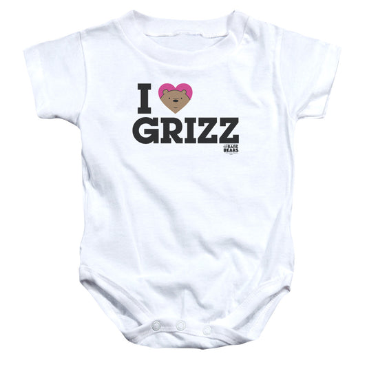 We Bare Bears Heart Grizz Infant Baby Snapsuit White